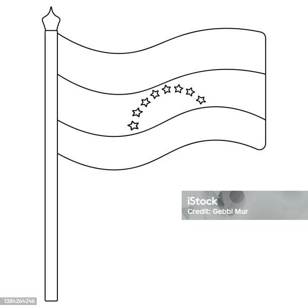 Flag of venezuela sketch color the flag according to the given example vector illustration coloring book for children the tricolor is decorated with eight stars bolivarian republic of venezuela stock illustration