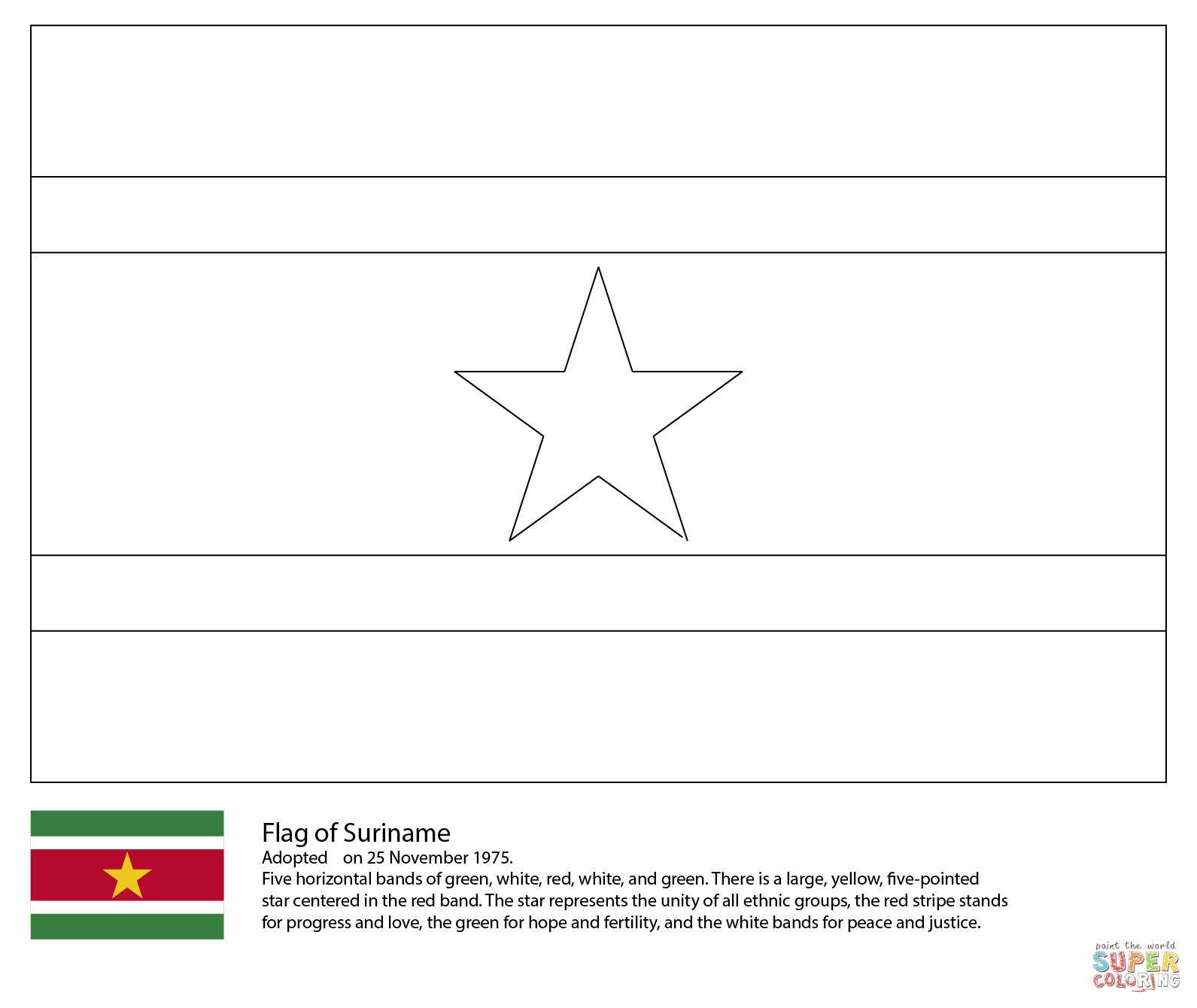 Suriname flag coloring page free printable coloring pages