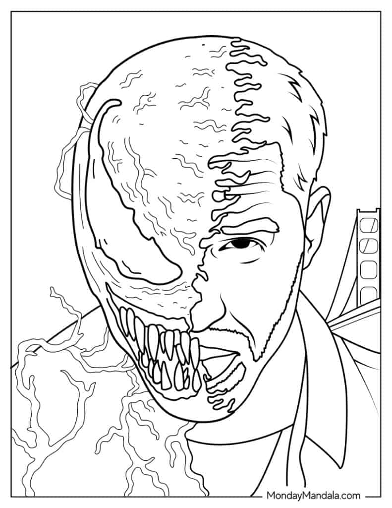 Venom coloring pages free pdf printables