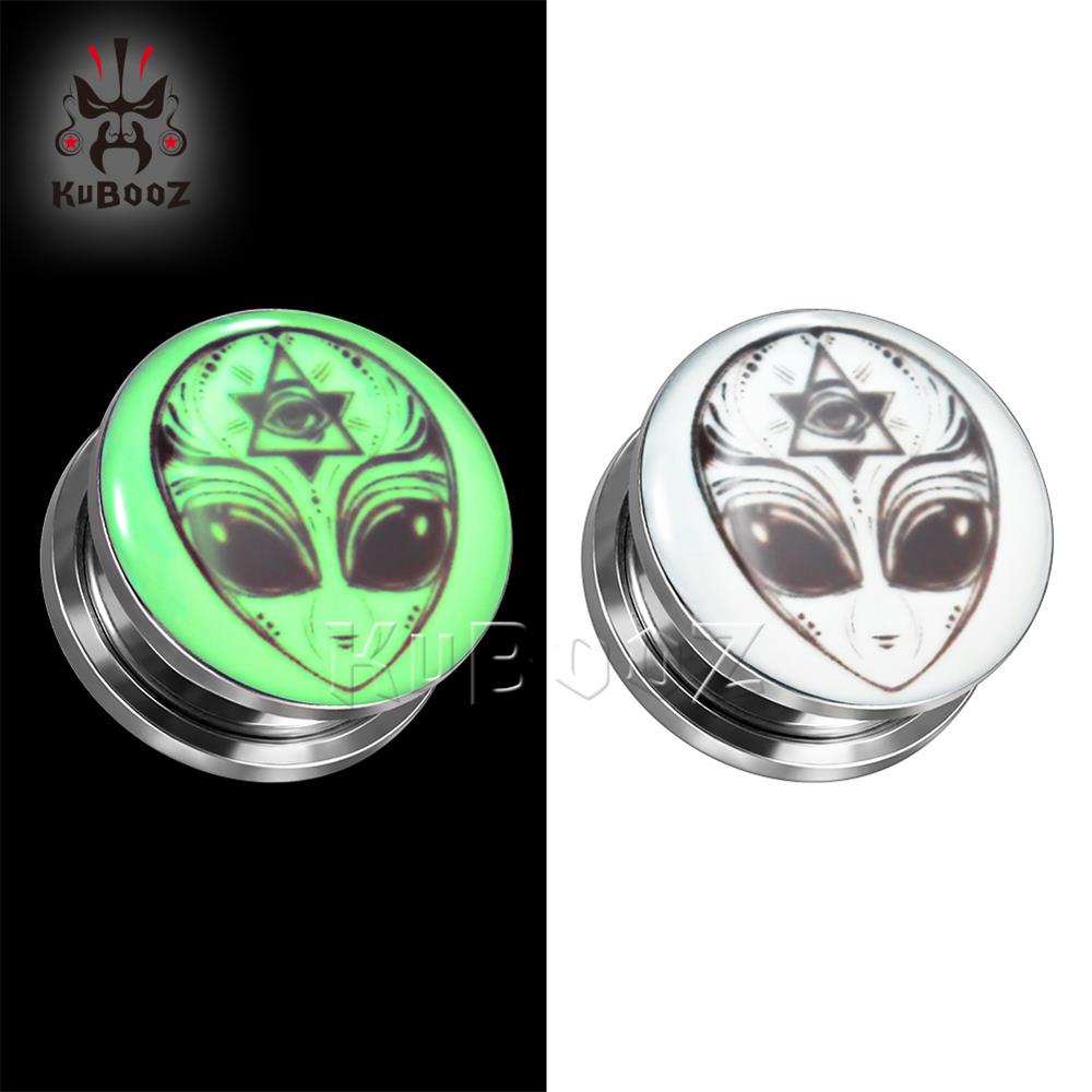 Kubooz new tainle teel hine in the dark alien pider venom logo ear plug tunnel gauge earring expander tretcher pc