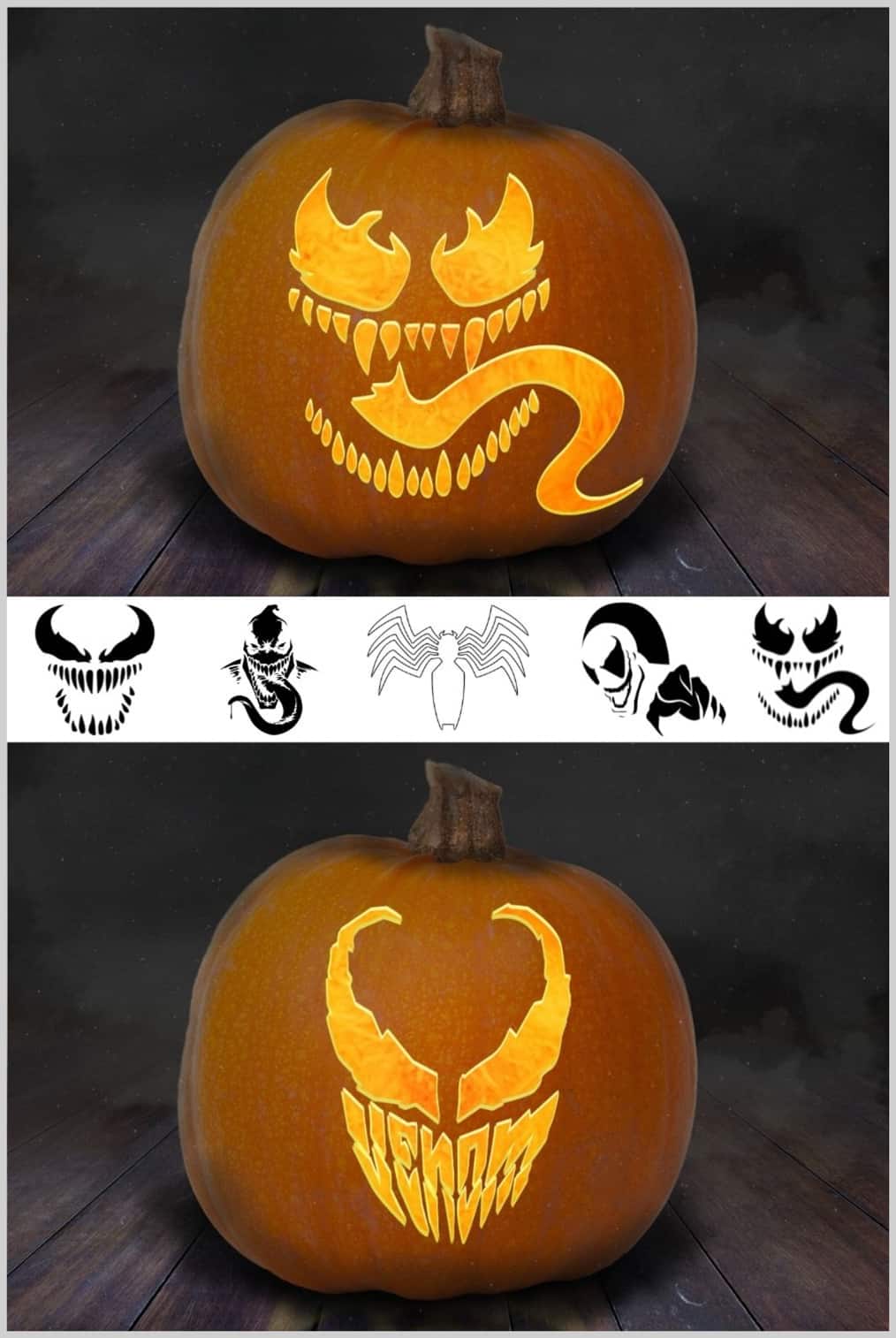 Venom pumpkin carving stencils printable templates