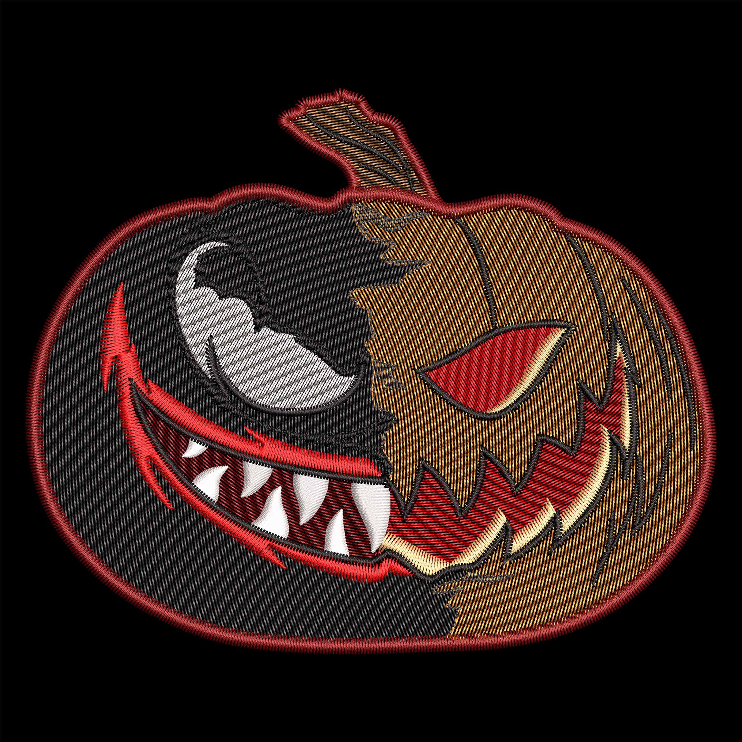 Sketch angry venom pumpkin embroidery design spooky halloween infected monster quick stitch files