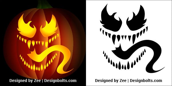 Venom pumpkin carving stencils printable patterns ideas for halloween