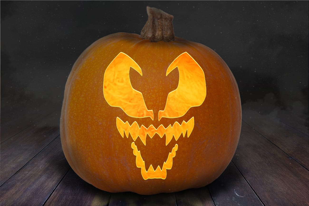 Venom pumpkin carving stencils printable templates