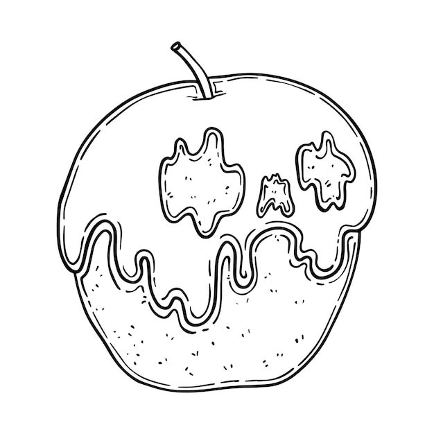 Premium vector apple with venom in the form of a skull doodle linear
