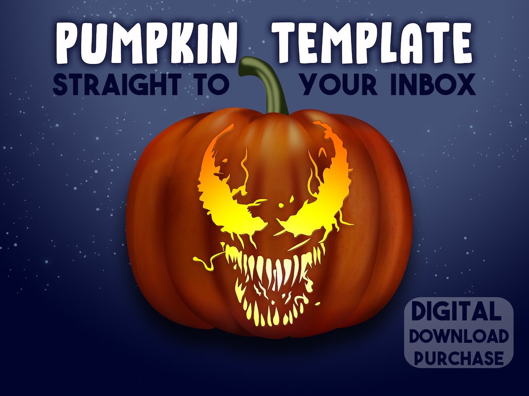 Venom pumpkin carving stencil horror template halloween jack o lantern a pattern