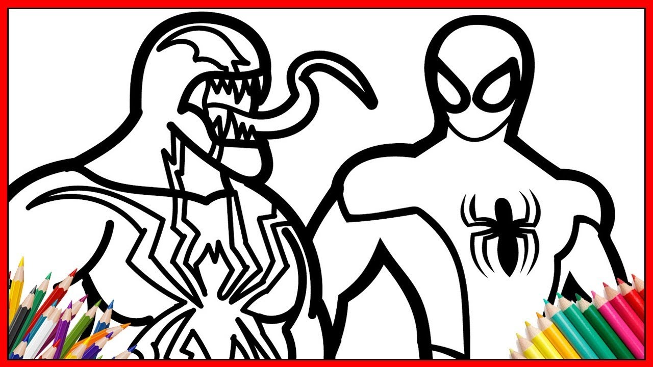 Venom vs spiderman coloring pages how to color spiderman and venom marvel superheroes coloring book