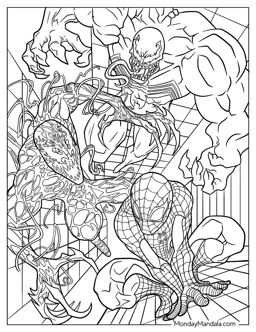 Carnage coloring pages free pdf printables