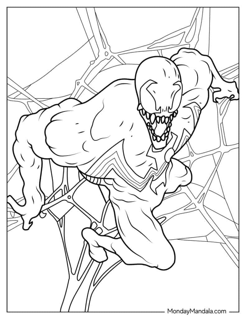 Venom coloring pages free pdf printables