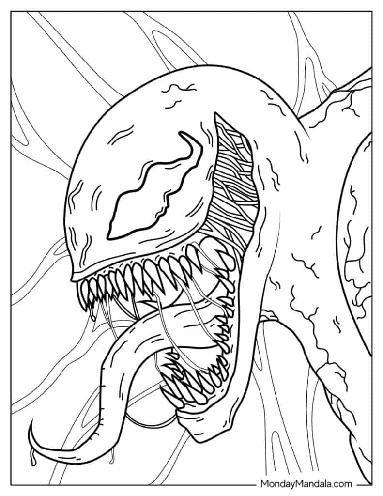 Venom coloring pages free pdf printables