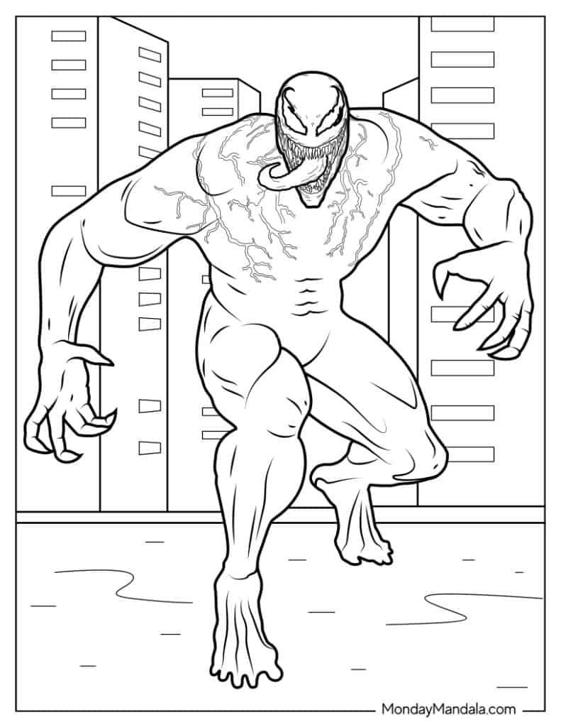 Venom coloring pages free pdf printables