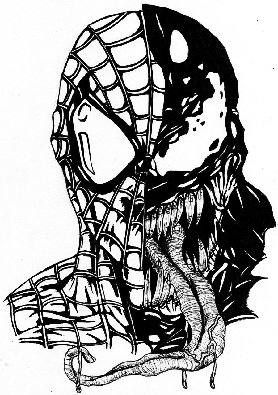 Spiderman vs venom coloring page