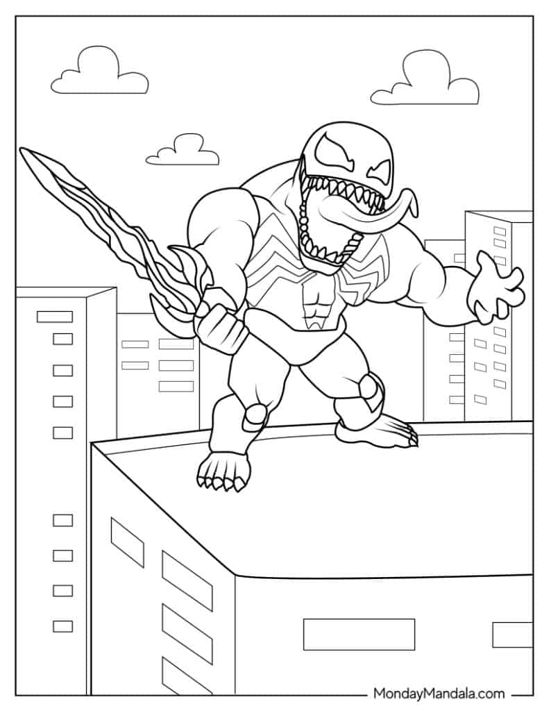 Venom coloring pages free pdf printables