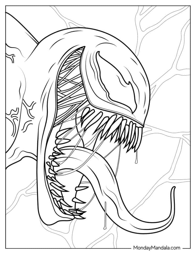 Venom coloring pages free pdf printables