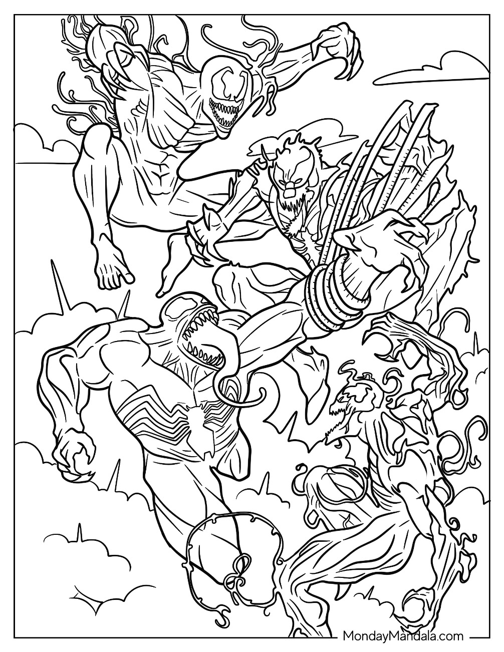 Carnage coloring pages free pdf printables