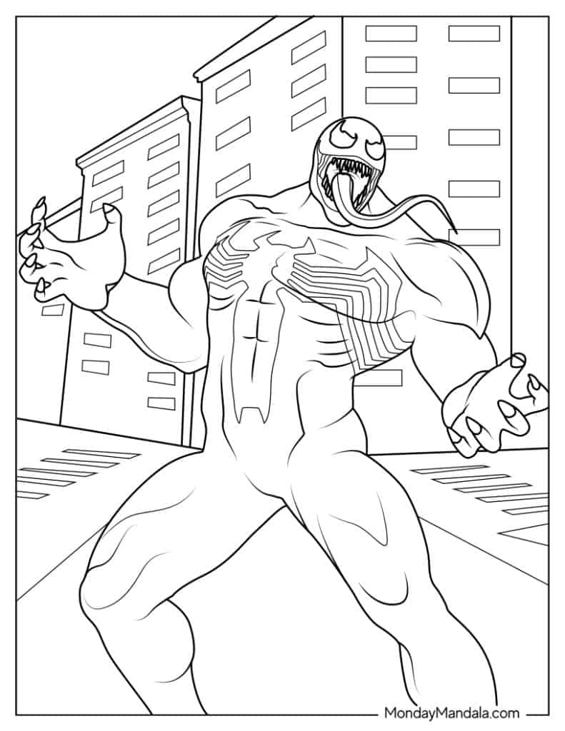 Venom coloring pages free pdf printables