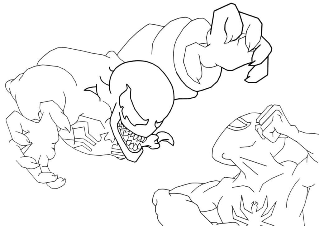 Spiderman vs venom coloring page