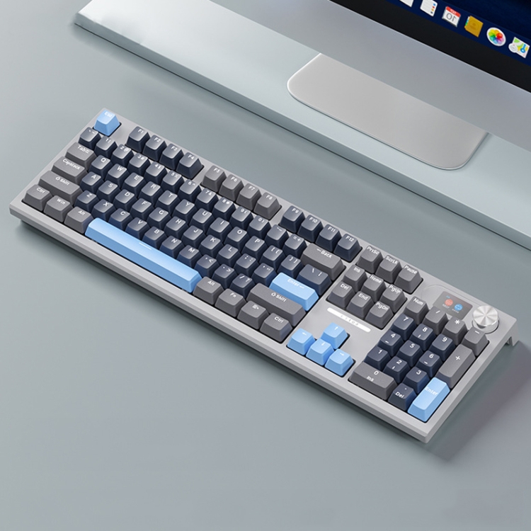 Langtu lt teclado mecãnico pantalla retroiluminada teclado flexible diy estilo rgb trimodo inalãmbrico gris hierro