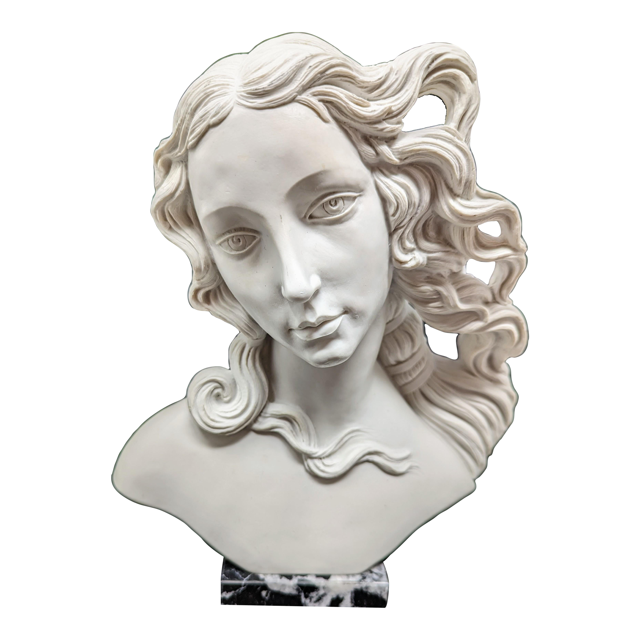 Sculpture of the birth of venus handmade in italy on a marble base