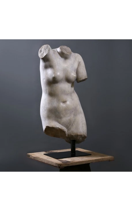 Large sculpture bust of venus on black metal support