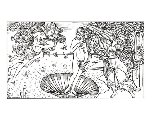 The birth of venus sandro botticelli famous artist coloring page famous painting famous artist coloring page printable art instant download