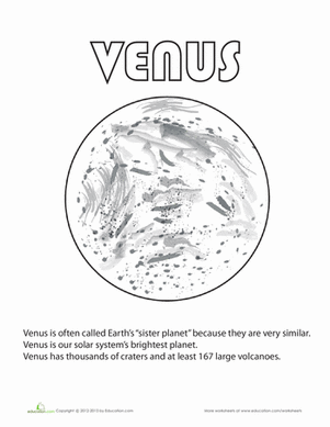 Venus coloring page worksheet education planet coloring pages planets earth and space science