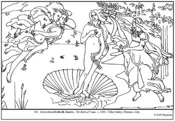 Botticelli the birth of venus coloring page and lesson plan ideas