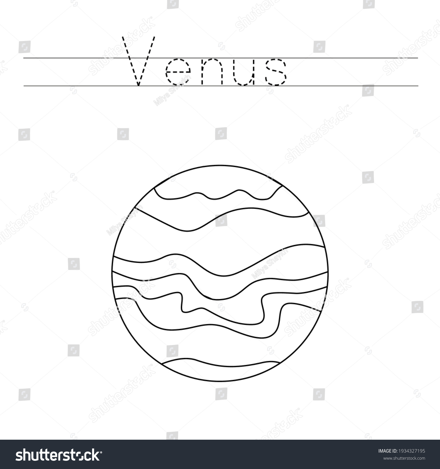 Trace word color venus planet handwriting stock vector royalty free