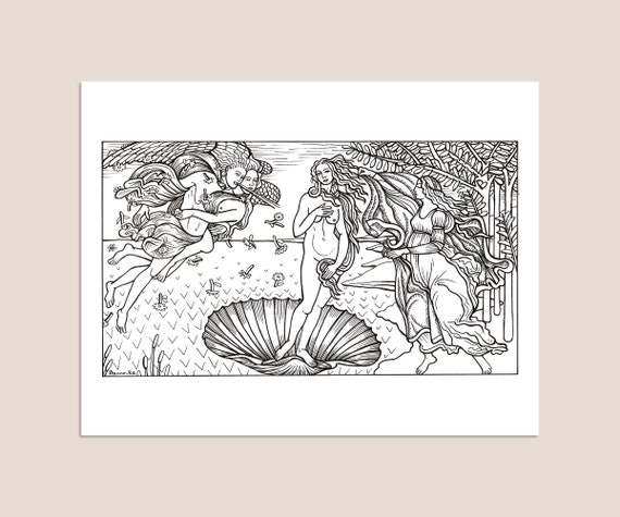 The birth of venus sandro botticelli famous artist coloring page famous painting famous artist coloring page printable art instant download