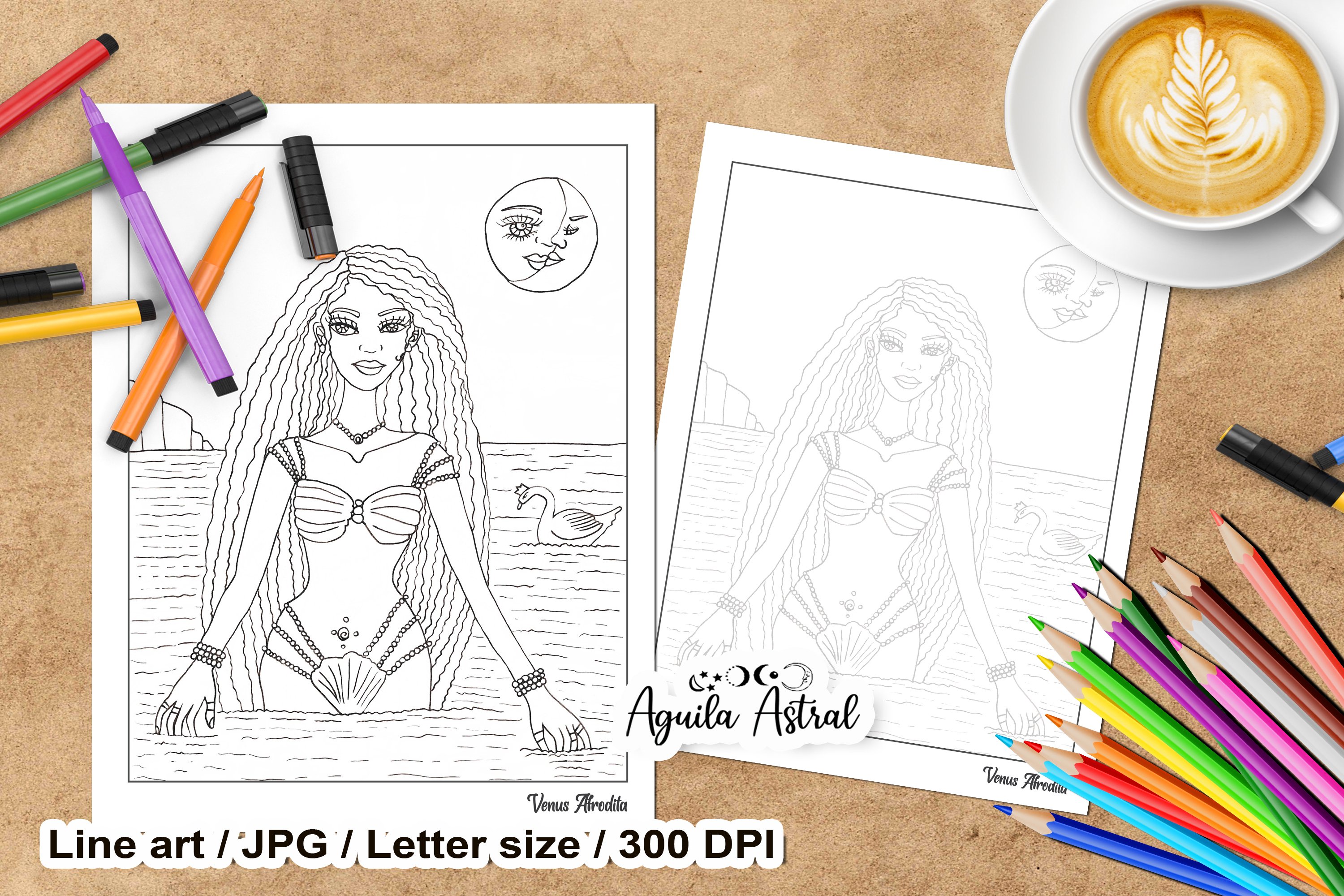 Venus aphrodite goddess of love printable coloring page