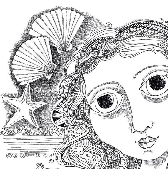 Coloring page hand drawn whimsical venus