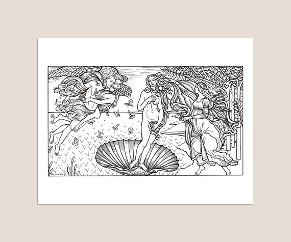 The birth of venus sandro botticelli famous artist coloring page famous painting famous artist coloring page printable art instant download