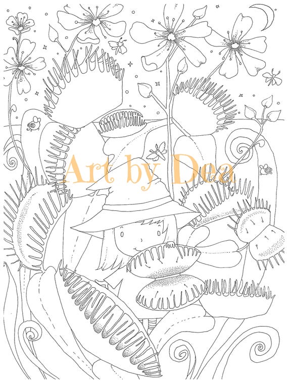 Penelopes garden venus flytrap digital download pdf instant coloring