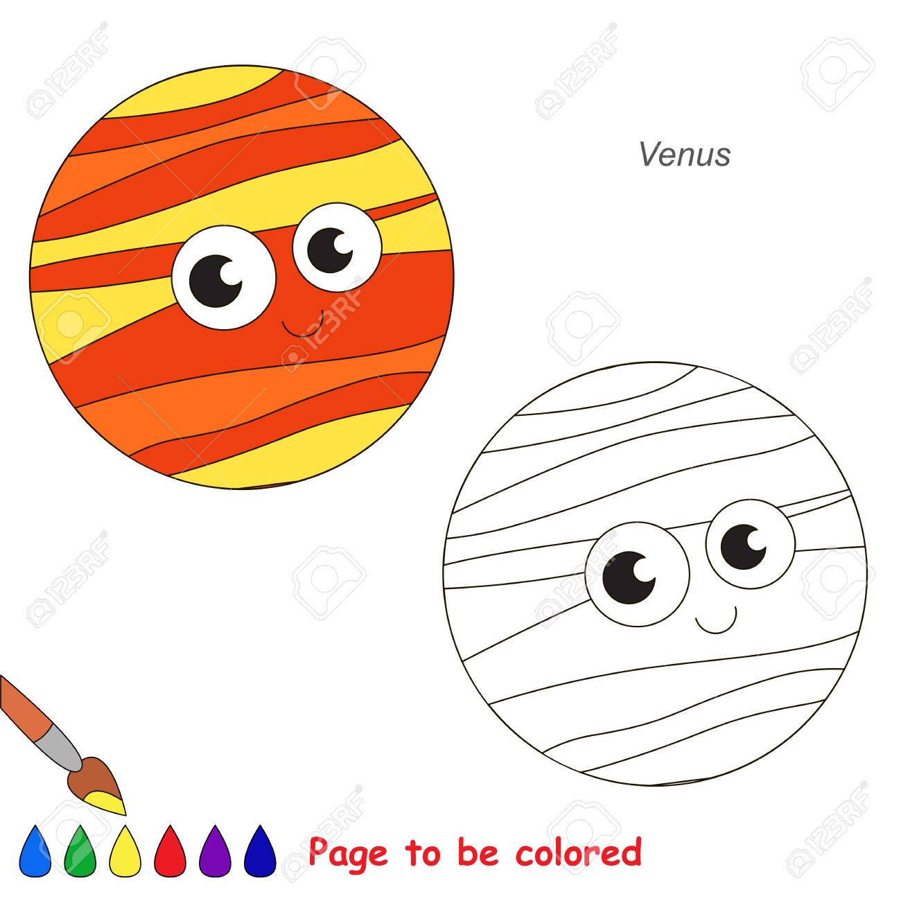 Cute venus planet to be colored the coloring book for preschool kids with easy educational gaming level royalty free svg cliparts vectors and stock illustration image