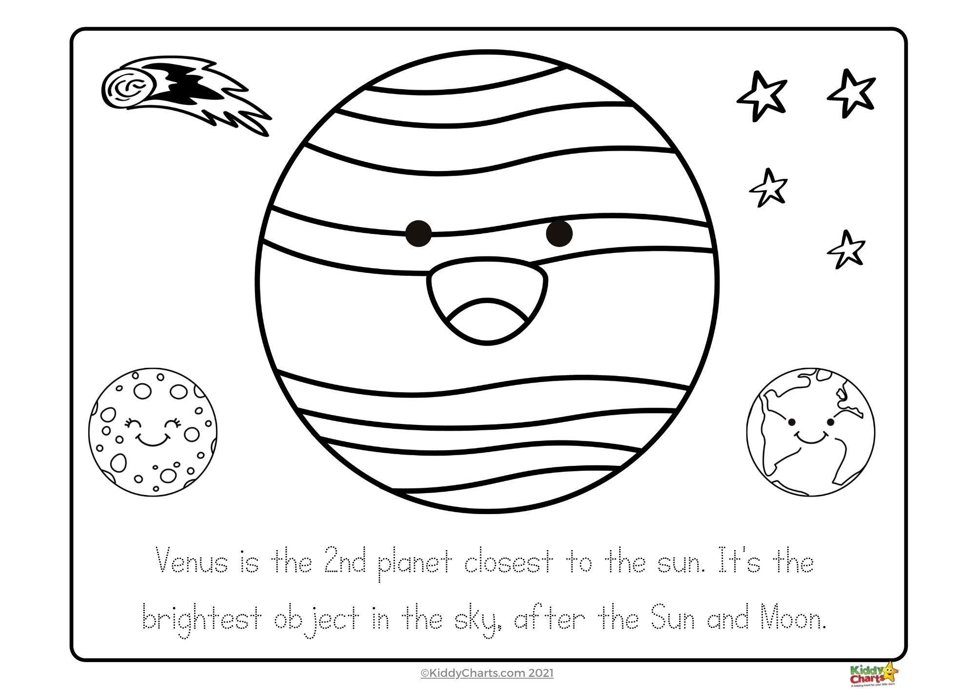 Kawaii coloring pages the solar system