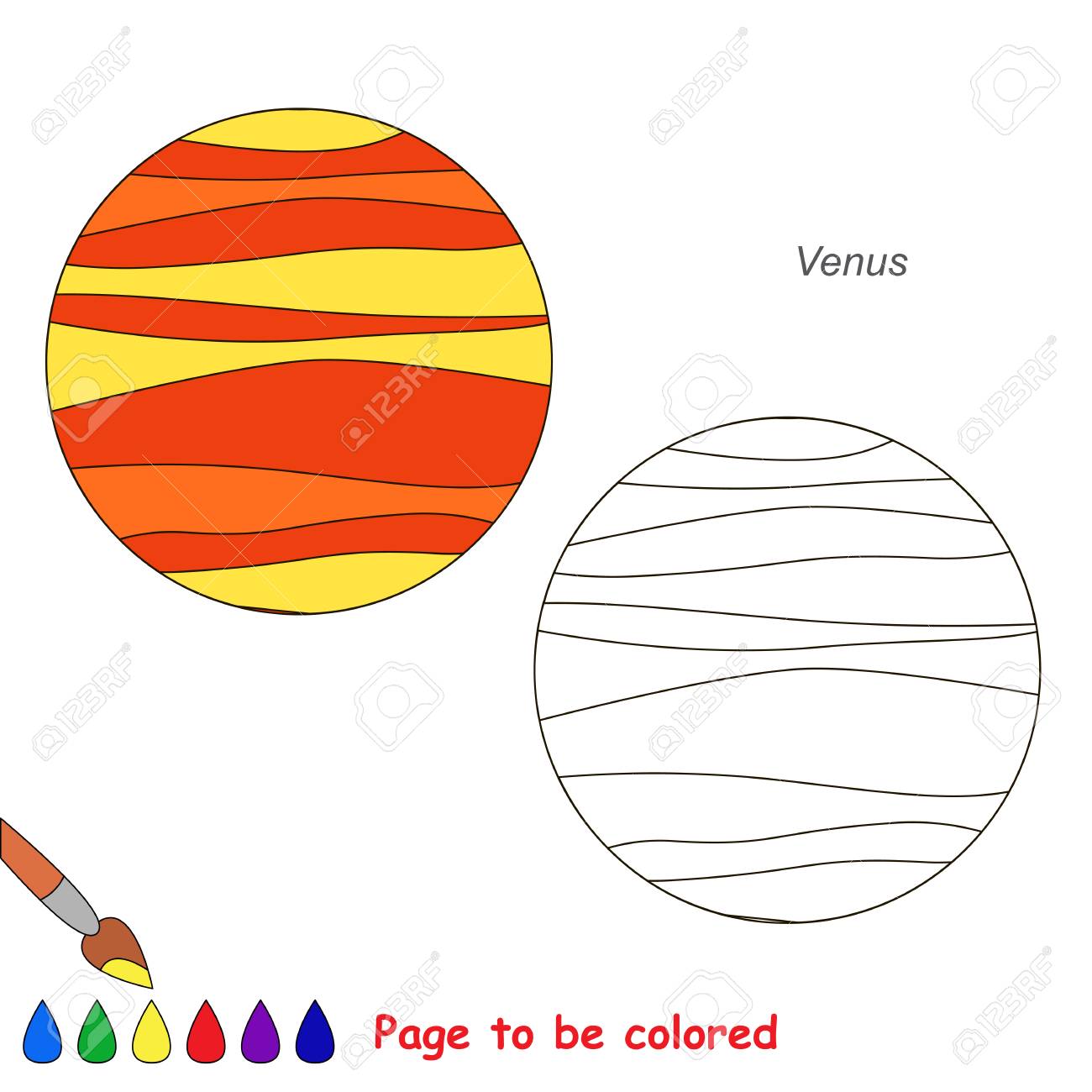 Planet venus to be colored the coloring book for preschool kids with easy educational gaming level royalty free svg cliparts vectors and stock illustration image