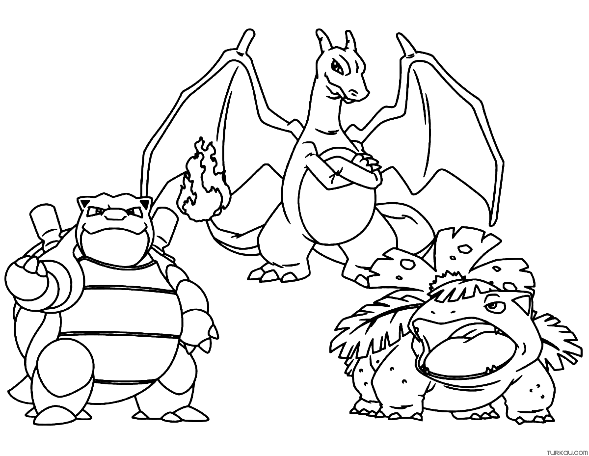 Pokemon charizard blastoise venusaur cool coloring page