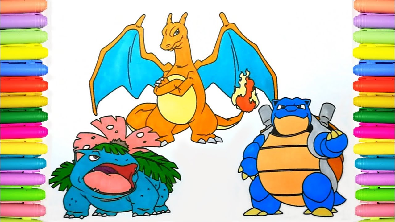 Pokeon coloring venusaur charizard and blastoise