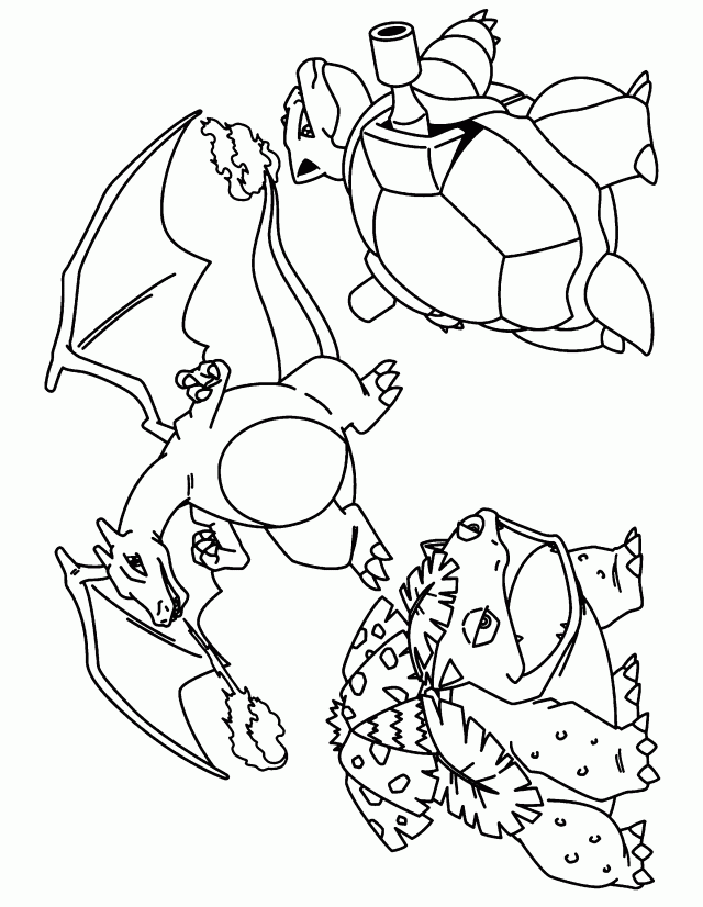 Pokemon charizard blastoise venusaur coloring pages