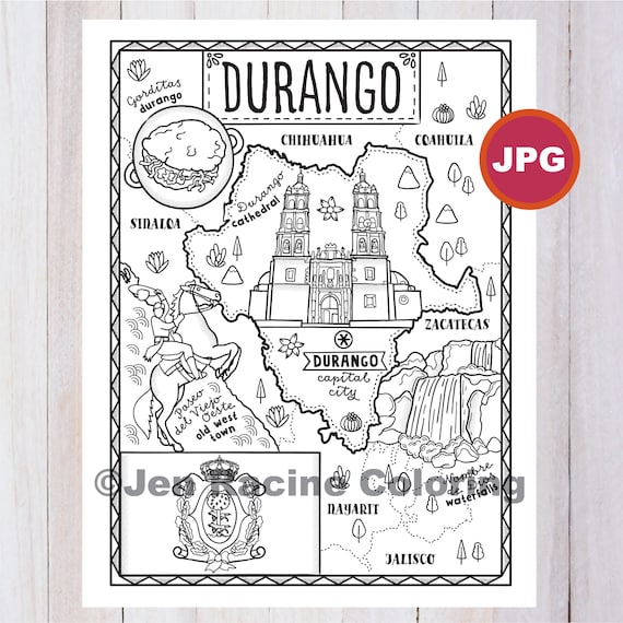 Durango coloring page estado de mãxico estados de mãxico bandera ida monumentos pãgina para colorear jpg descargar