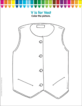 V is for vest coloring page printable coloring pages