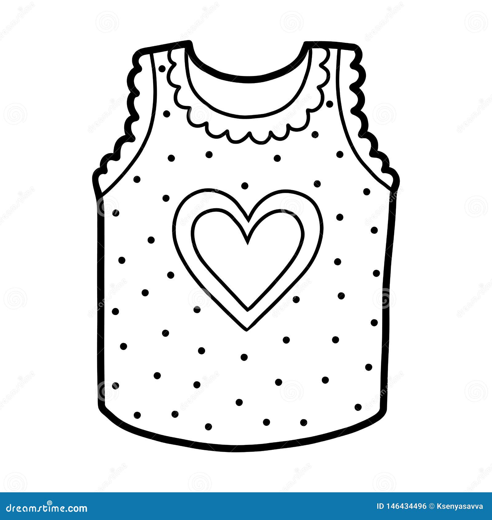 Coloring book vest with a heart stock vector