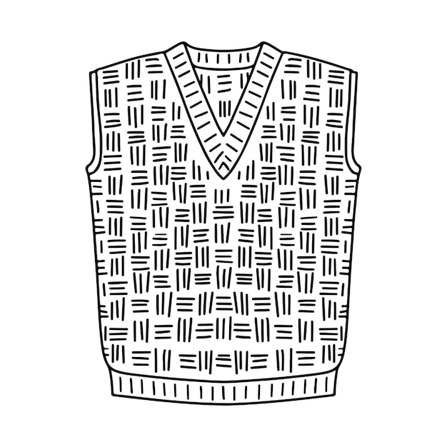 Premium vector warm knitted vest hand drawn doodle style vector illustration isolated on white coloring page