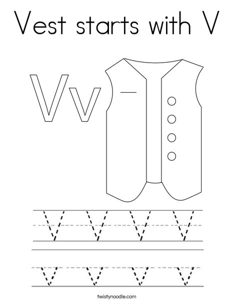 Vest starts with v coloring page