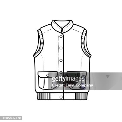 Vector illustration of vest isolated on white background for kids coloring book high