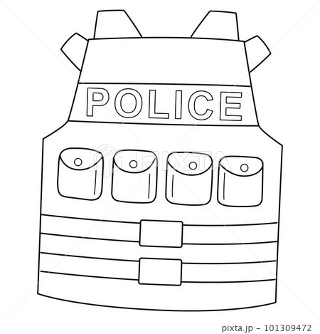 Police bulletproof isolated coloring page for kids