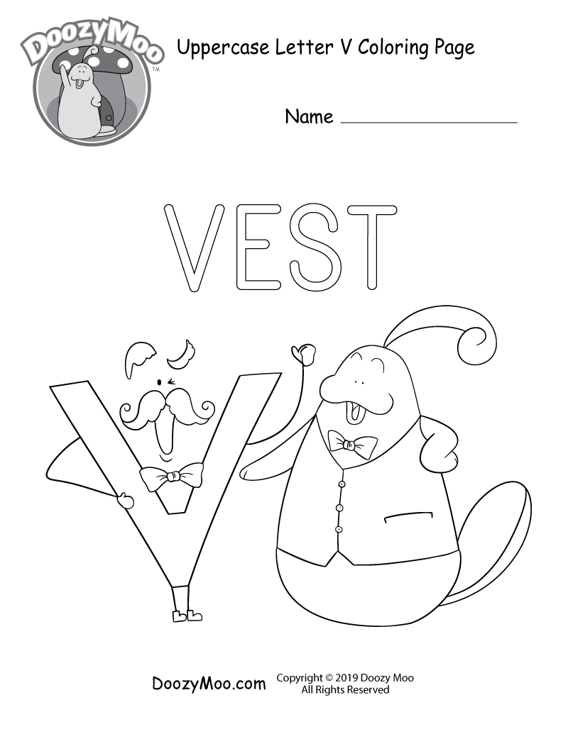Cute uppercase letter v coloring page free printable