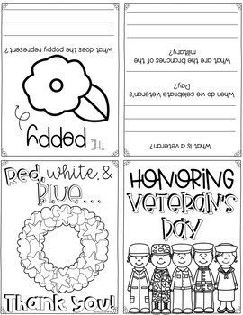 Veterans day activity writing prompts foldable book