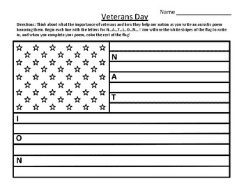 Veterans day activities veterans day acrostic poem activity veterans day writing