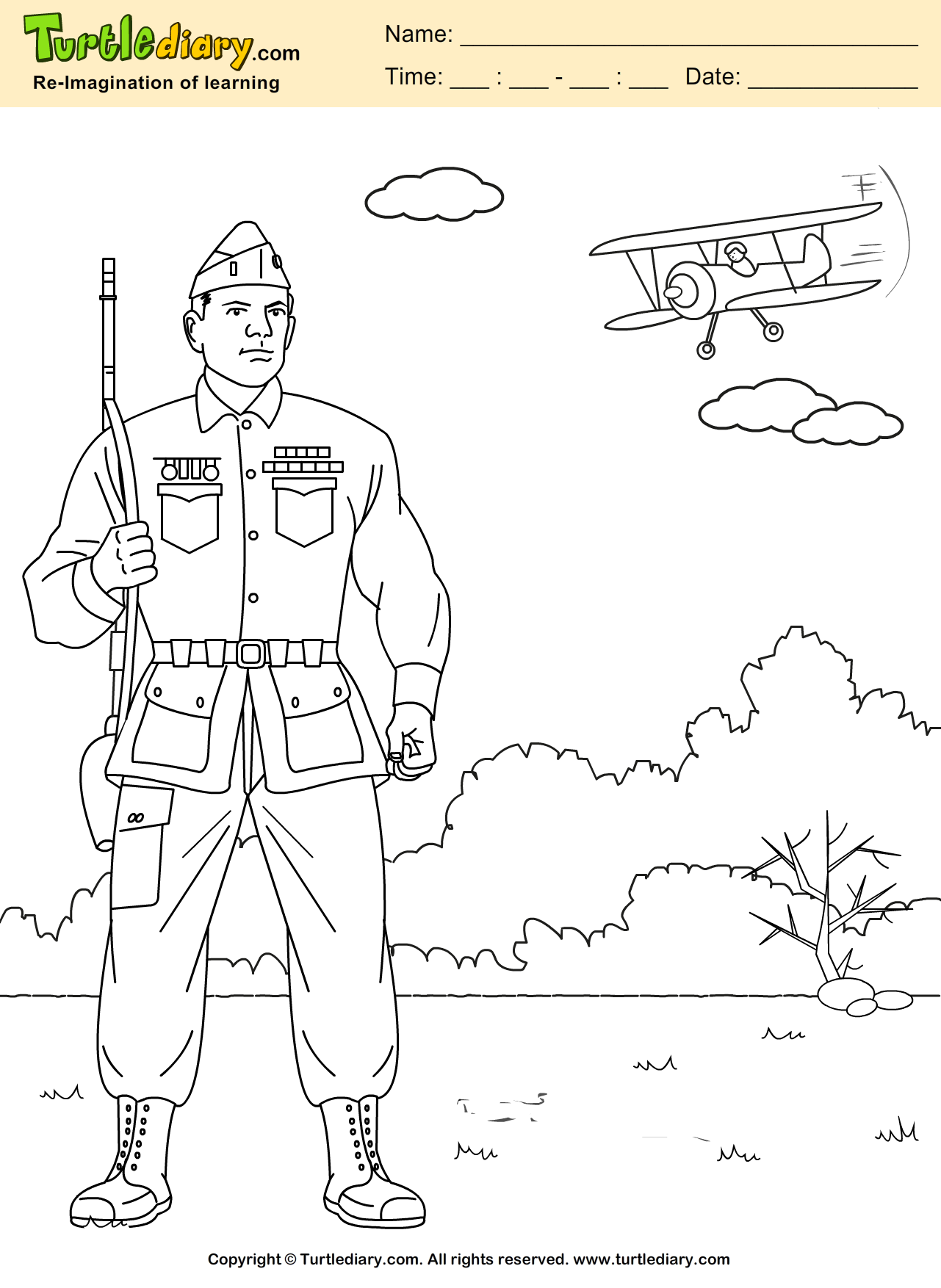 Veteran coloring sheet turtle diary